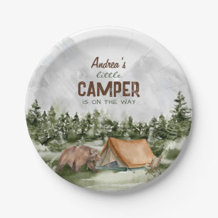 A little Camper is on the Way Baby Boy Shower Paper Plate