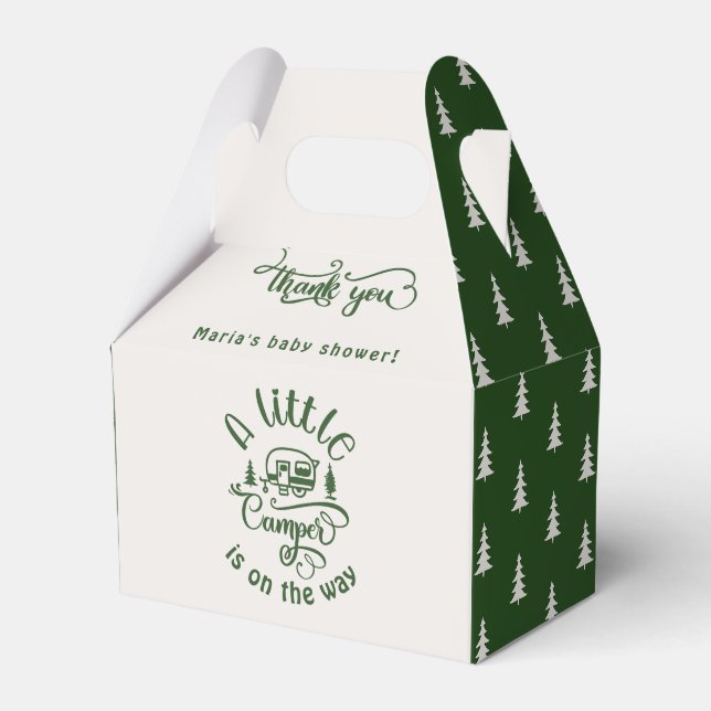A little Camper minimalist baby showor green Favor Box (Front Side)