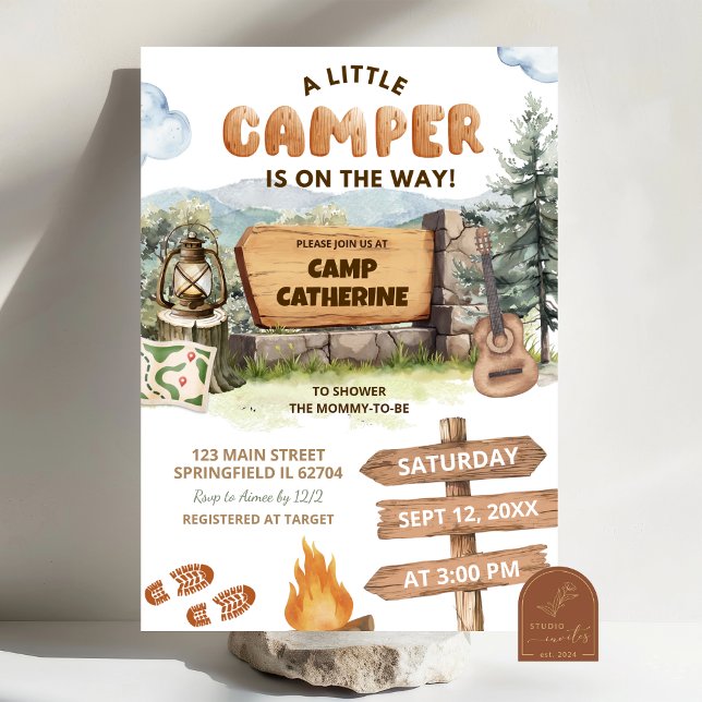 A Little Camper On The Way Baby Shower Invitation (Creator Uploaded)
