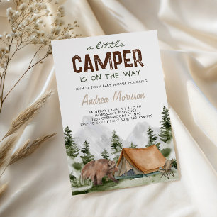 A little Camper on the Way Bear baby Boy Shower  Invitation