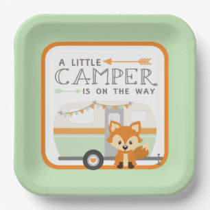A Little Camper RV Camper Baby Shower Green Paper Plate