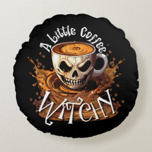 A Little Coffee Witchy Round Pillow