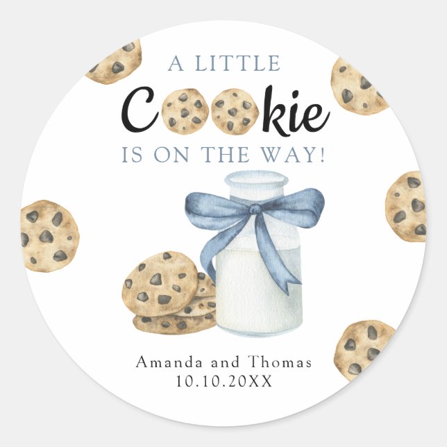 A Little Cookie is on the way Baby shower Classic Round Sticker (Front)