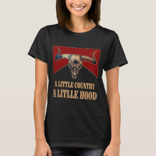 A Little Country A litlle Hood Bull Skull Western T-Shirt