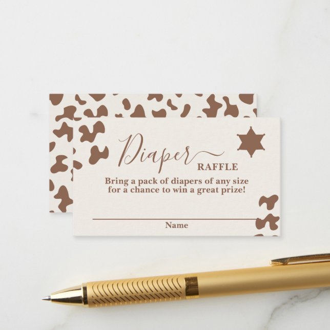 A little Cowboy Baby shower Boy Diaper Raffle Card (Front/Back In Situ)