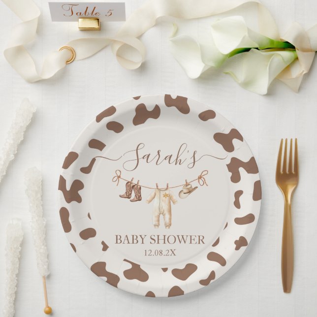 A little Cowboy Baby Shower Boy Paper Plate (Wedding)