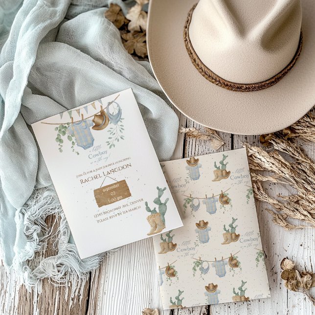 A Little Cowboy Baby Shower Invitation (Creator Uploaded)