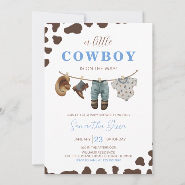 A Little Cowboy Baby Shower Invitation (Front)