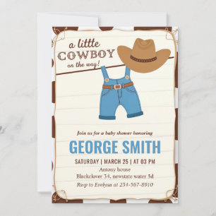 A Little Cowboy Baby Shower Party Invitation