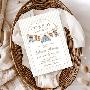 A Little Cowboy Clothesline Baby Shower Invitation