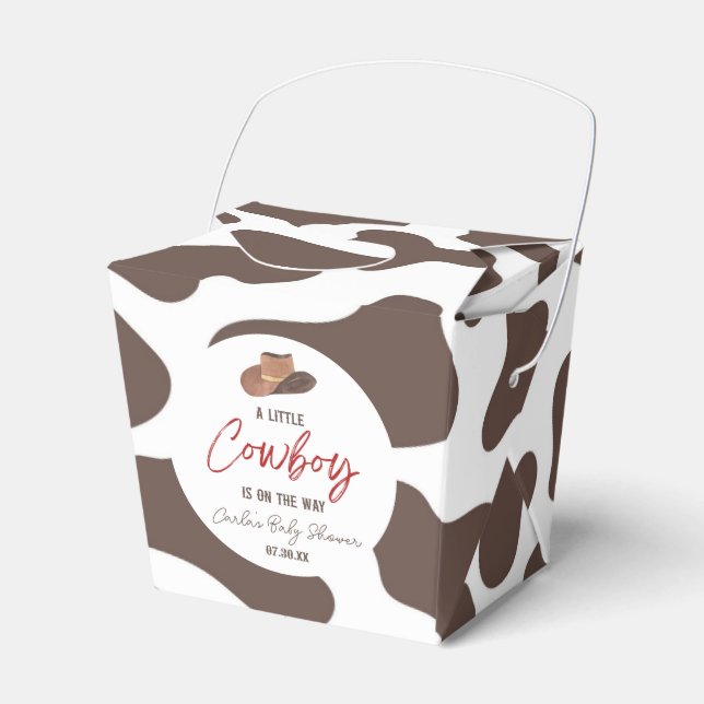 A Little Cowboy Cow Boy Rodeo Western Baby Shower Favor Box (Front Side)