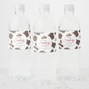 A Little Cowboy Cow Boy Rodeo Western Baby Shower Water Bottle Label
