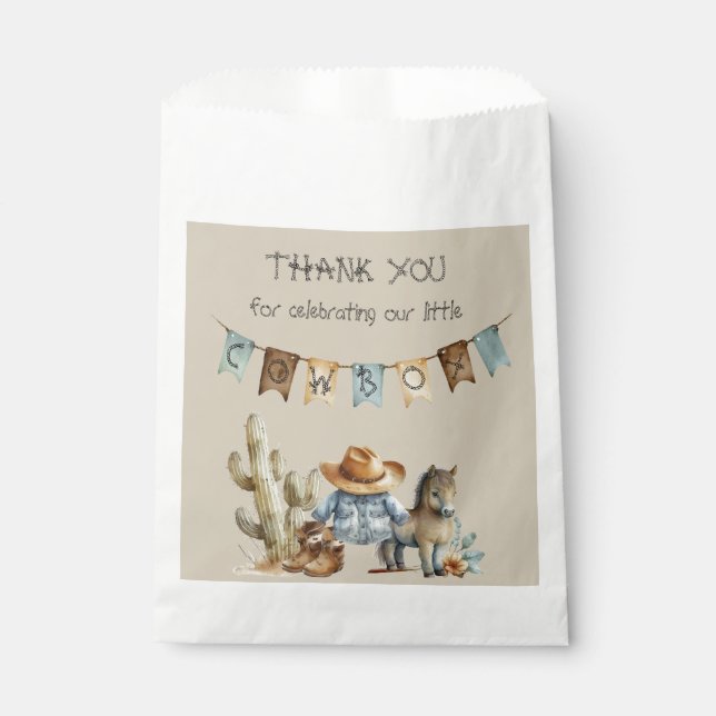 A Little Cowboy is on the Way Baby Shower Favour Favour Bag (Front)