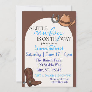 A little cowboy is on the way baby shower invitation