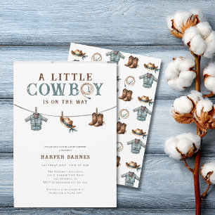 A Little Cowboy is on the Way Boy Baby Shower  Invitation