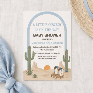 A Little Cowboy Is On The Way Western Baby Shower Invitation