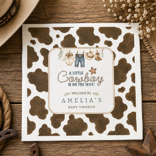 A Little Cowboy on the Way Clothesline Baby Shower Napkin