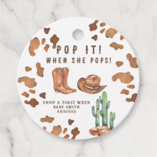 A Little Cowboy POP IT! Baby Shower  Favour Tags