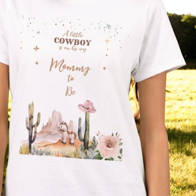 A Little Cowboy Rustic Wild West Boy Mommy to be T-Shirt (Creator Uploaded)