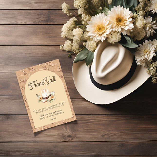A Little Cowboy Western Boy Baby Shower  Thank You Card (Creator Uploaded)