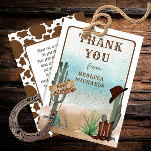 A Little Cowboy Western Boy Baby Shower  Thank You Card