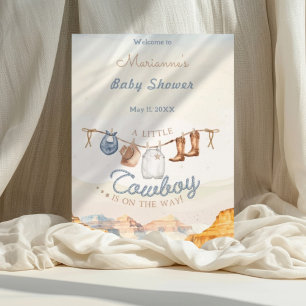A Little Cowboy Western Canyon Baby Shower Weclome Poster
