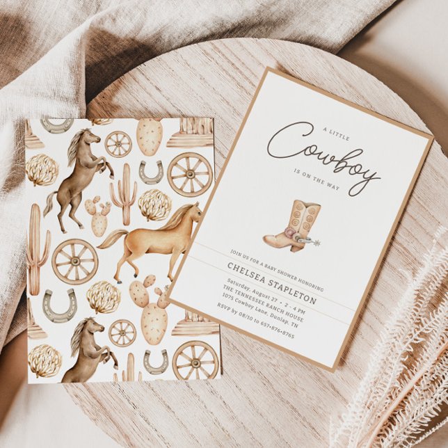 A Little Cowboy Western Rodeo Baby Shower Invitation (Creator Uploaded)