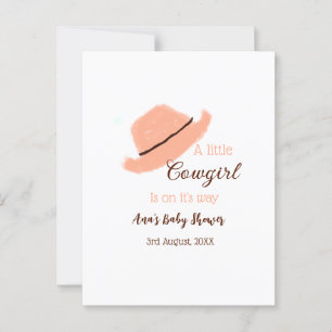 A little cowgirl is on it's way orange baby shower postcard