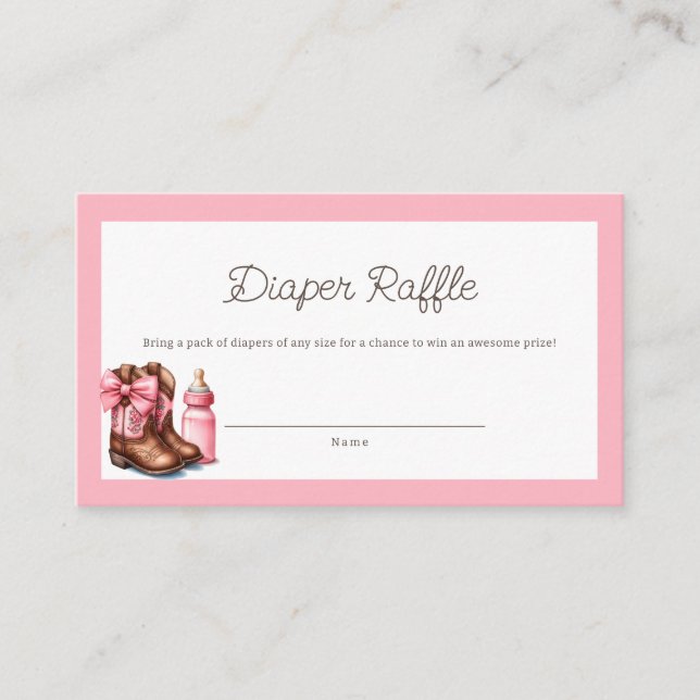 A Little Cowgirl Pink Western Rodeo Baby Shower  Enclosure Card (Front)
