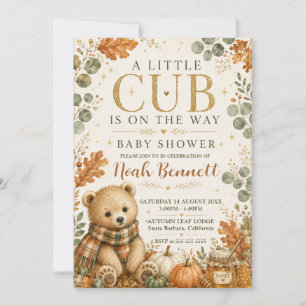 A Little Cub Autumn Baby Shower Invitation