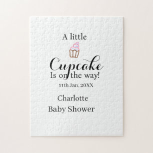 A little cupcake is on its way baby shower name da jigsaw puzzle