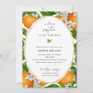 A Little Cutie All Over Print Orange Baby Shower Invitation