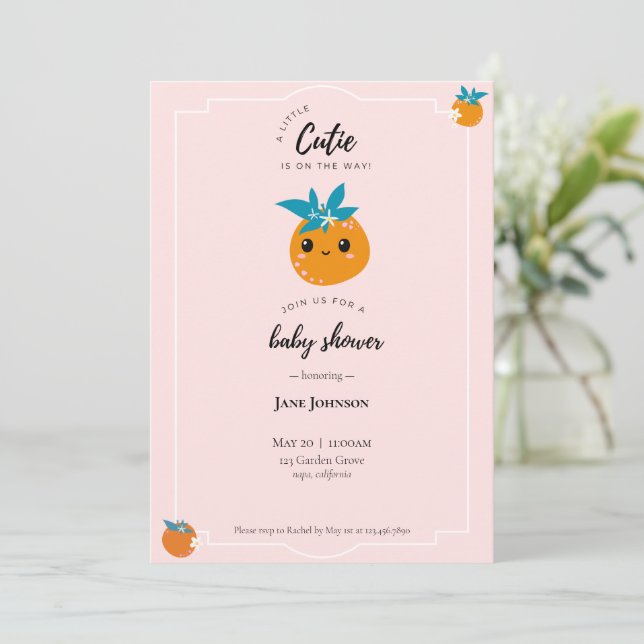 A Little Cutie Baby Shower Invitation (Standing Front)