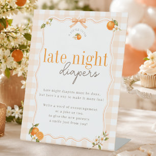 A Little Cutie Baby Shower Late Night Diapers Pedestal Sign