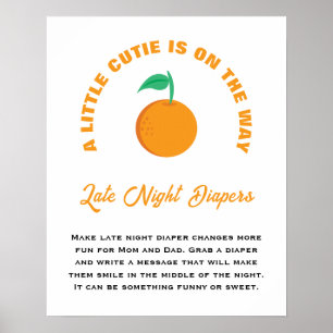 A Little Cutie Baby Shower Late Night Diapers Poster