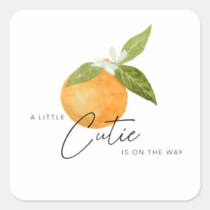 A little Cutie Baby Shower Oranges Square Sticker