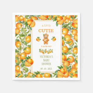 A Little Cutie Bear Orange Baby Shower Napkin