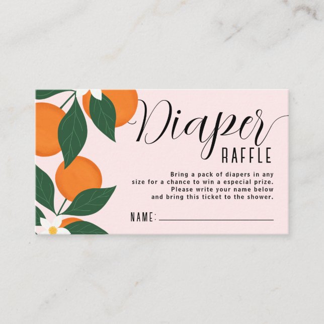 A Little Cutie Botanical Citrus Orange Baby Shower Enclosure Card (Front)