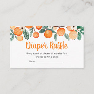A Little Cutie Botanical Oranges Diaper Raffle Enclosure Card