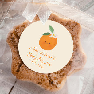 A Little Cutie Citrus Baby Shower  Classic Round Sticker