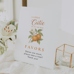 A Little Cutie Citrus Baby Shower Favor Table Top Pedestal Sign