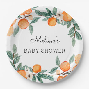A Little Cutie Citrus Baby Shower Paper Plate