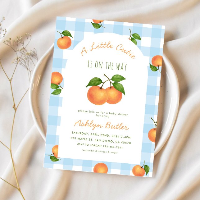 A Little Cutie Citrus Blue Baby Shower Invitation (Creator Uploaded)