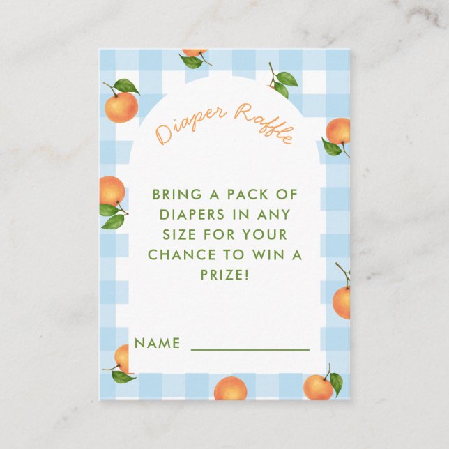 A Little Cutie Citrus Blue Diaper Raffle Card (Front)