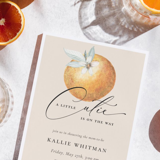 A Little Cutie Citrus Orange Baby Shower Invitation (Creator Uploaded)