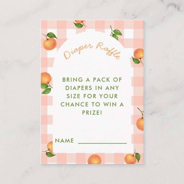A Little Cutie Citrus Pink Diaper Raffle Card (Front)