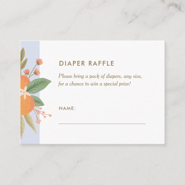 A Little Cutie Diaper Raffle Ticket Enclosure Card (Front)