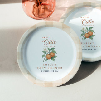 A Little Cutie Gender Neutral Citrus Baby Shower Paper Plate