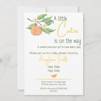 A Little Cutie GIRL baby shower invite 