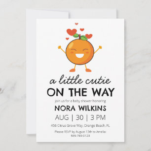 a little cutie is on the way baby shower invitation